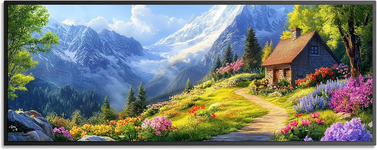 Large Mountain Diamond Painting Kit for Adults – 5D Full Drill DIY Crystal Rhinestone Diamond Art 12x30 Inch Home Wall Decor
